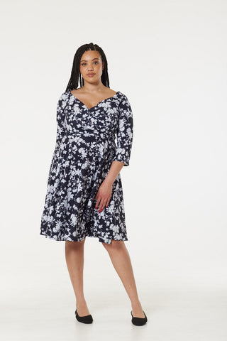 Cindy Monochrome Midi Fit and Flare Swing Dress