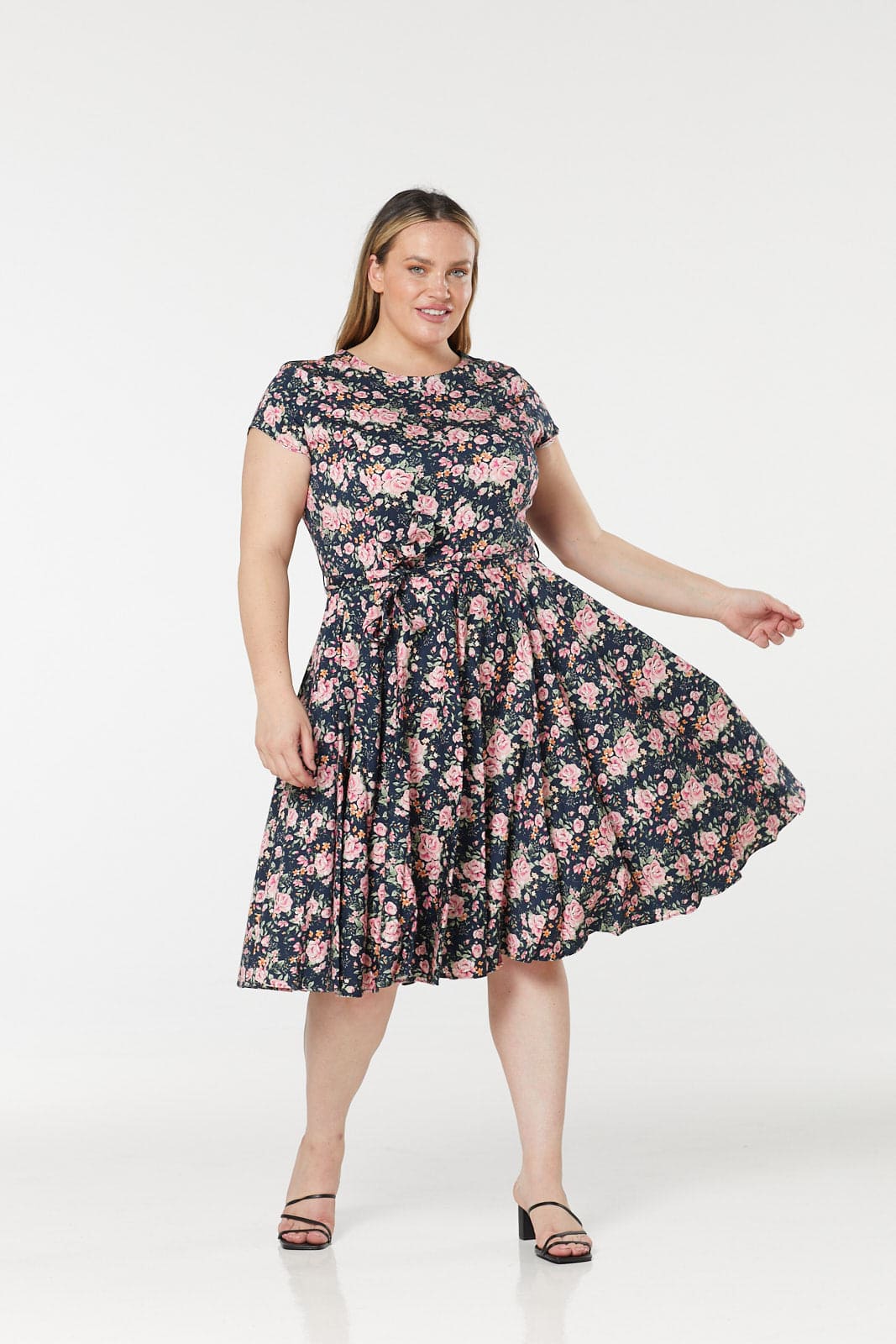 Cleo Floral Fit and Flare, Skater Midi Floral Dress