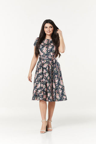 Cleo Floral Fit and Flare, Skater Midi Floral Dress
