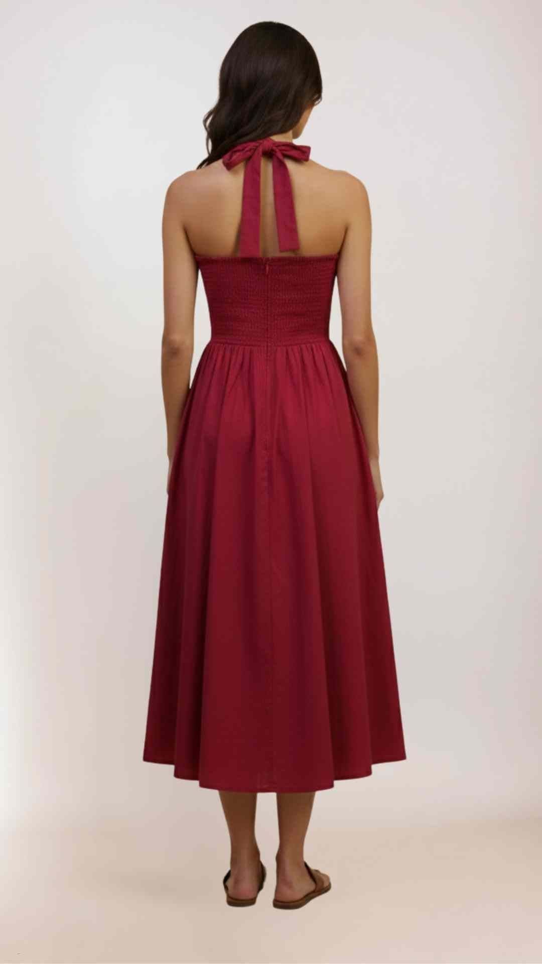 Cosima Midi Halterneck Red Dress