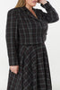 Cropped Charcoal Check Double Breasted Woollen Jacket