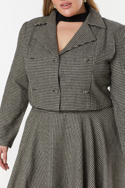 Timeless London Houndstooth Check Woollen Cropped Jacket