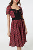 Dolly Midi Red and Black Check Swing Dress wt short Sleeves
