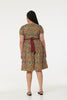 Libby V Neck, Wrap Midi Tea Dress with contrast waist tie