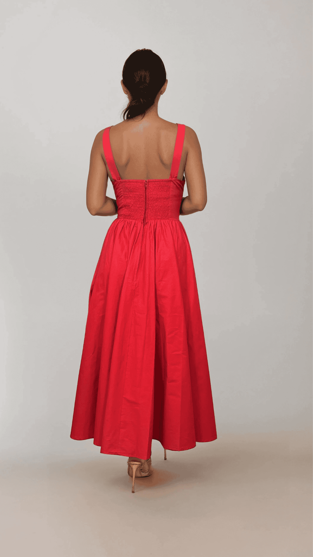 Lolita Square Neck Midi Red Sleeveless Dress