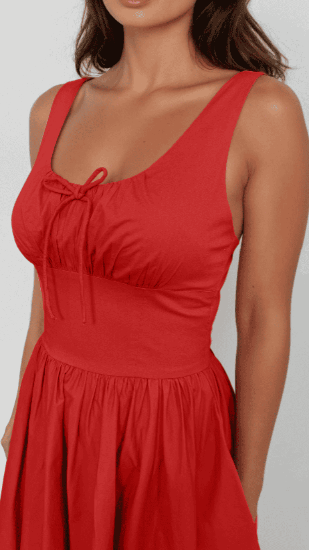 Lolita Square Neck Midi Red Sleeveless Dress