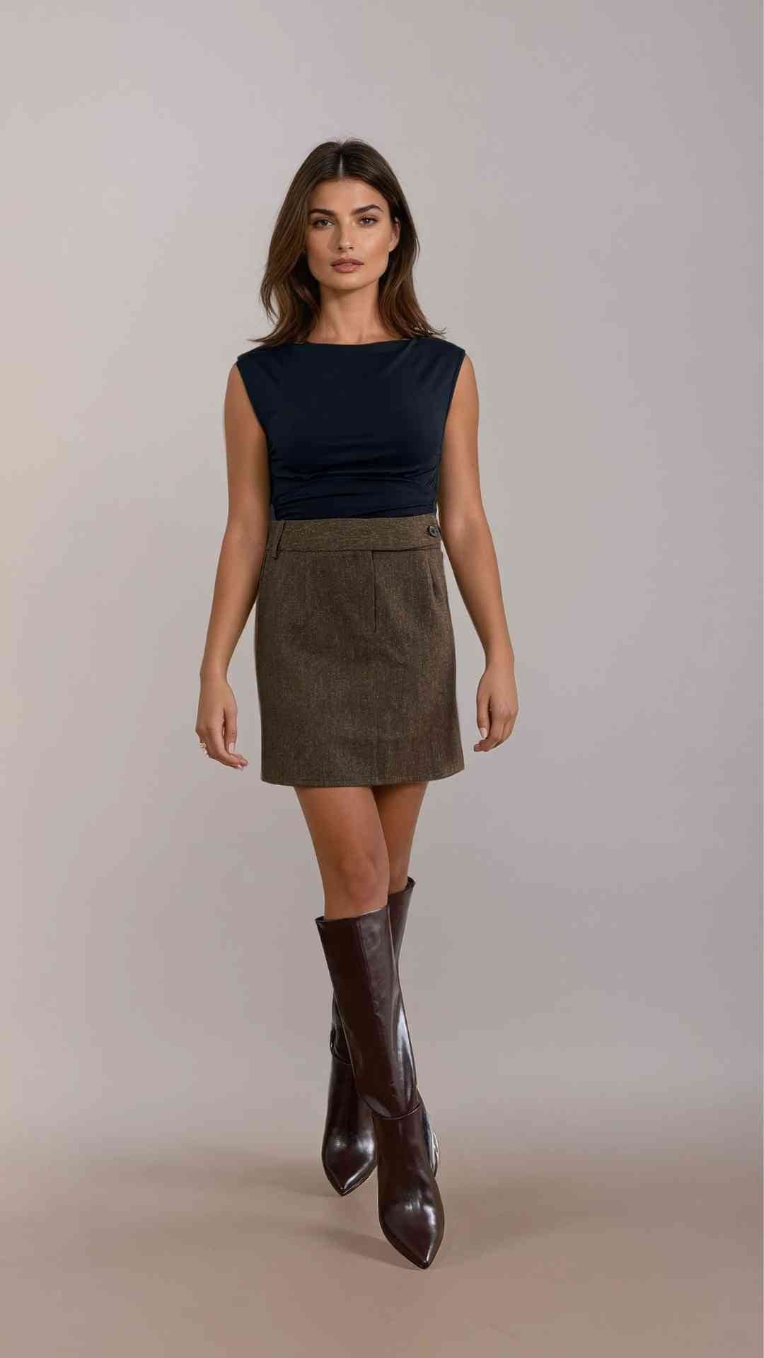 Mika Mini Chocolate Woollen Skirt