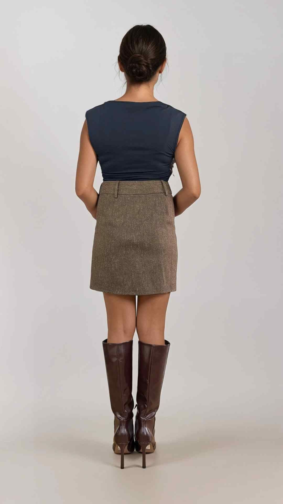 Mika Mini Chocolate Woollen Skirt