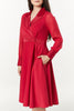 Polly Midi A- Line Long Chiffon Sleeves Red Dress