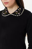 Blair Black Cardigan with Embroidery Collar Detail
