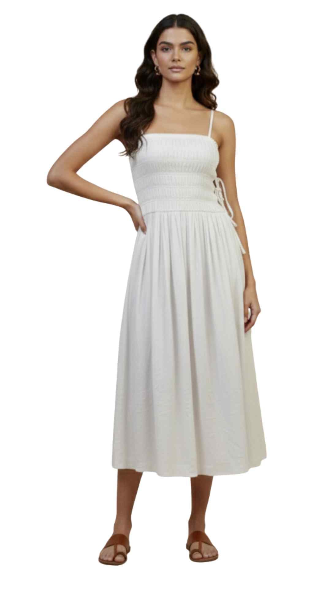 Juno Cotton Midi White Dress