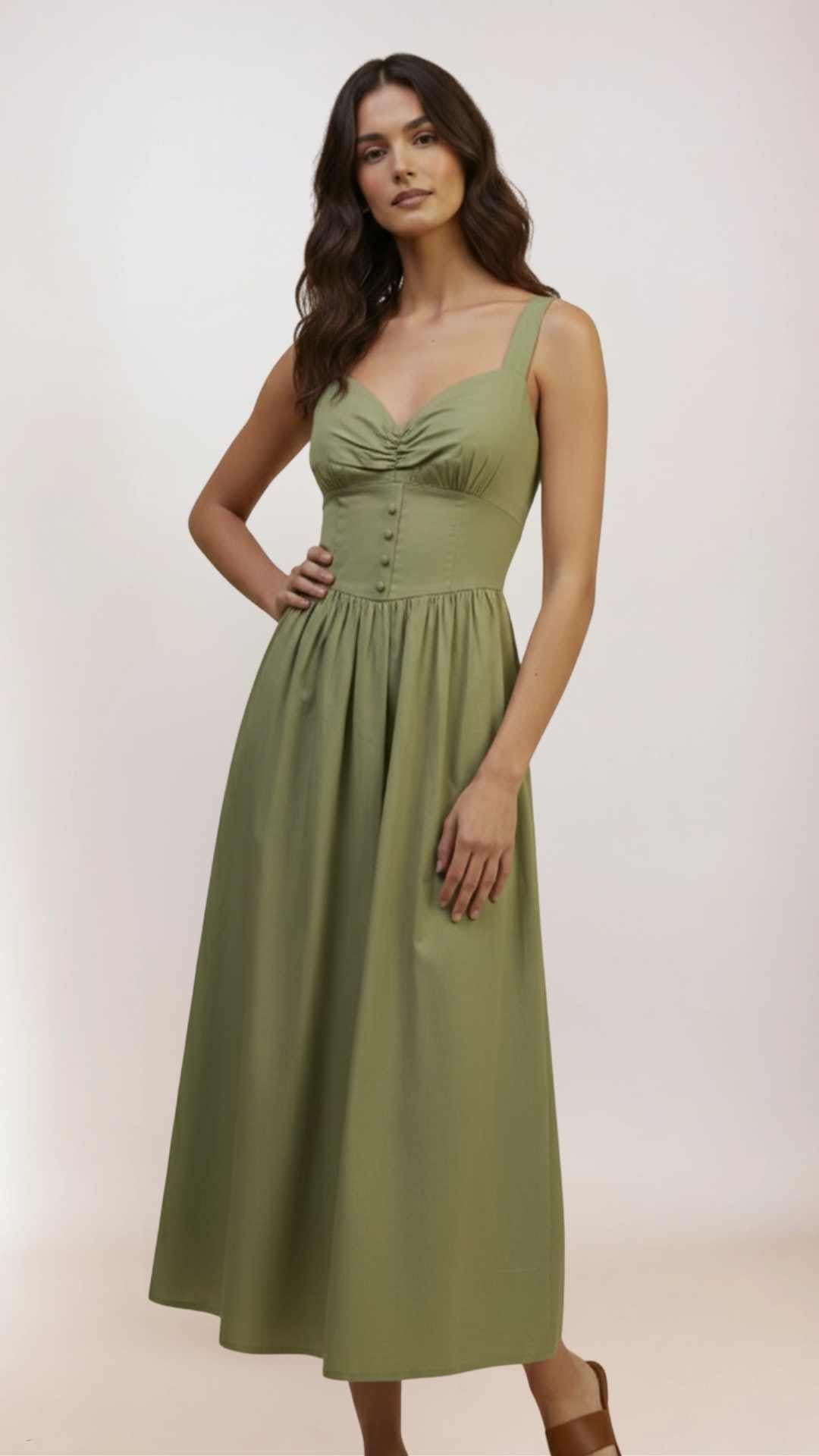 Eleni Sage Green Midi Dress