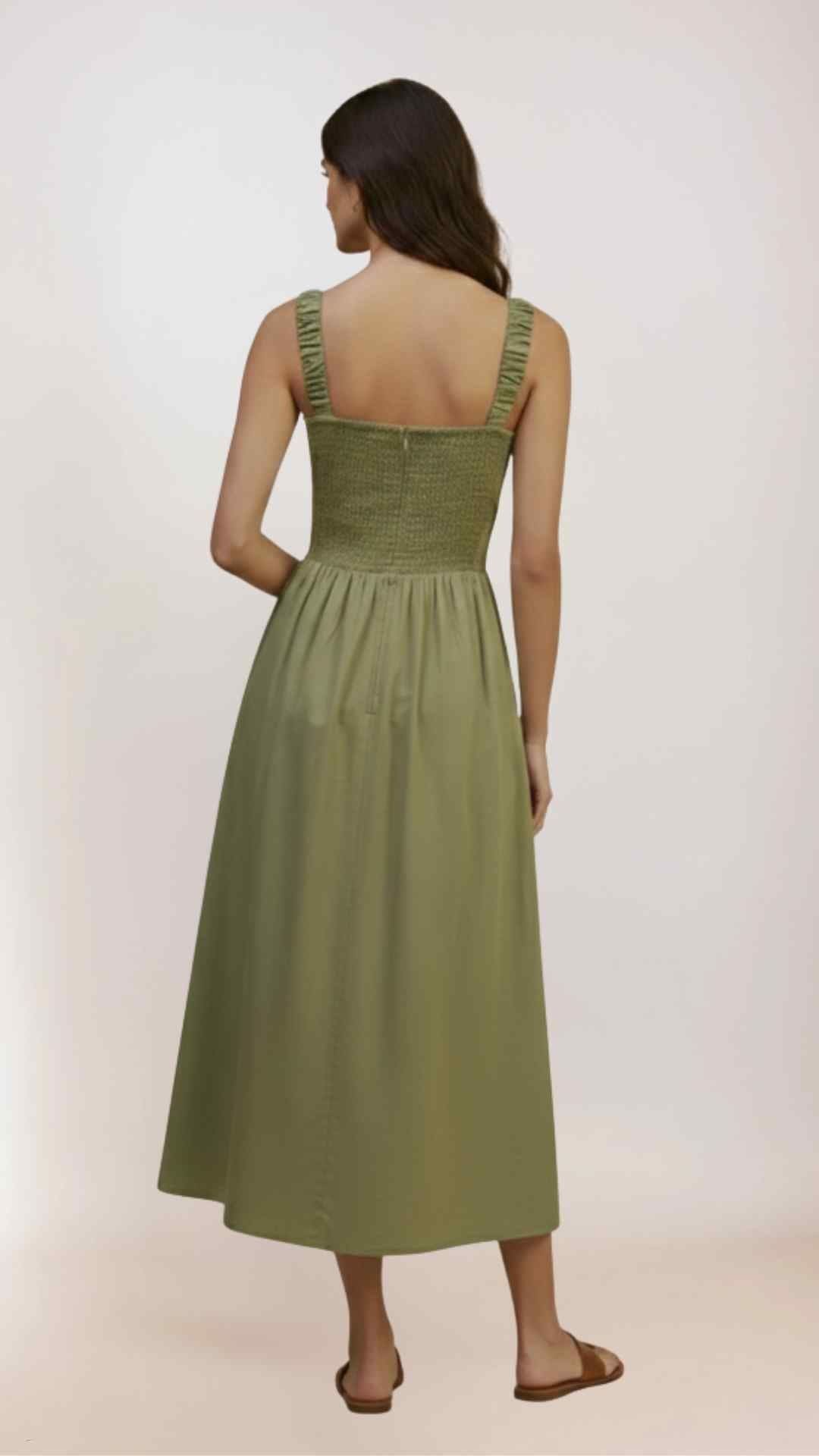 Eleni Sage Green Midi Dress