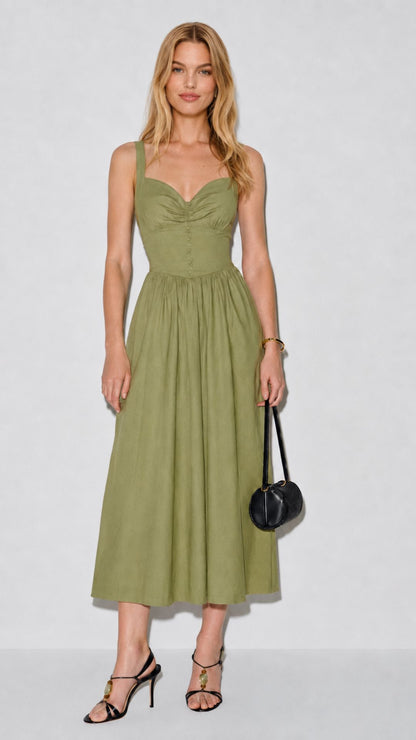 Eleni Sage Green Midi Dress
