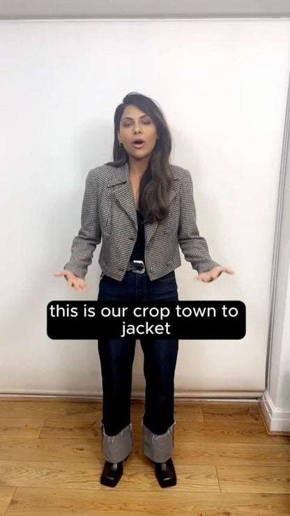 Timeless London Houndstooth Check Woollen Cropped Jacket
