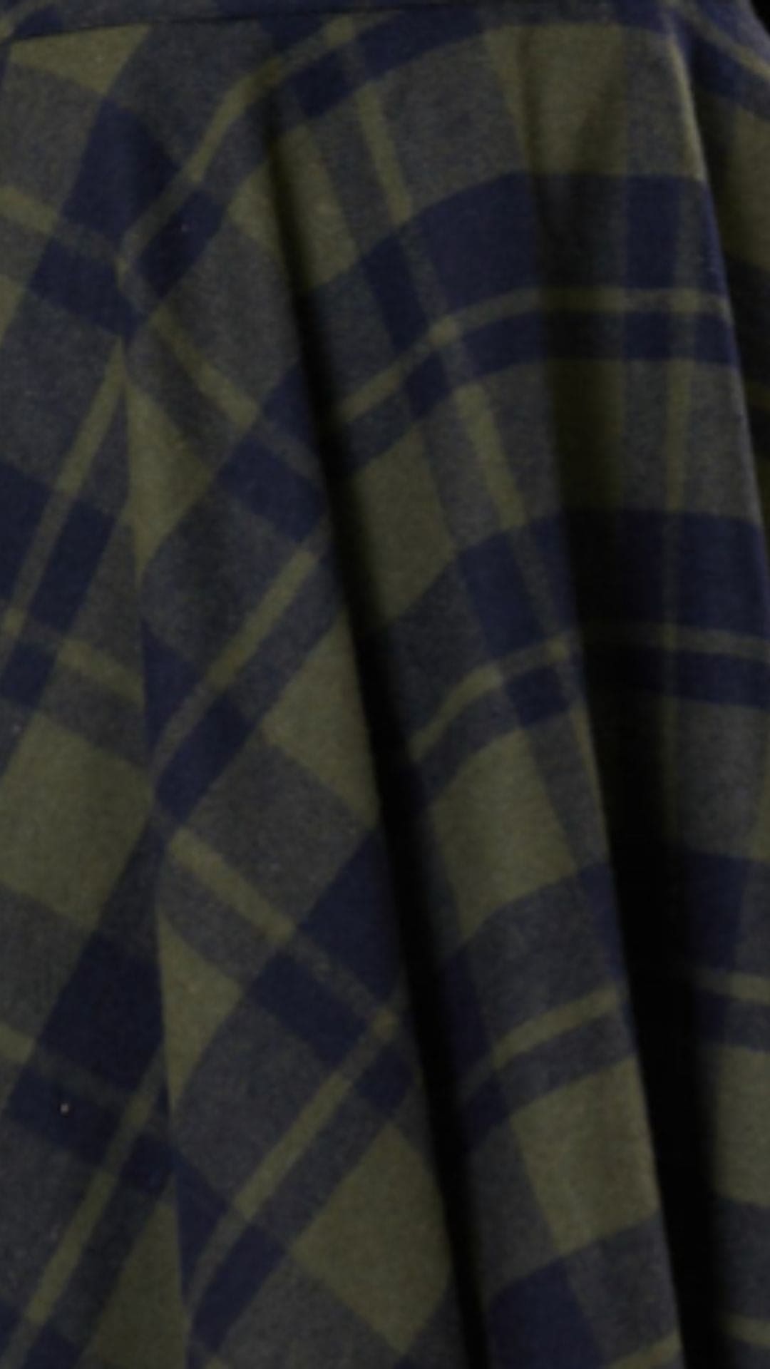 Sophie Sage Green Woollen Check Tartan Midi Swing Skirt