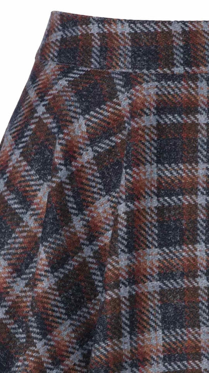 Sophie Ice Blue and Orange Check Swing Skirt