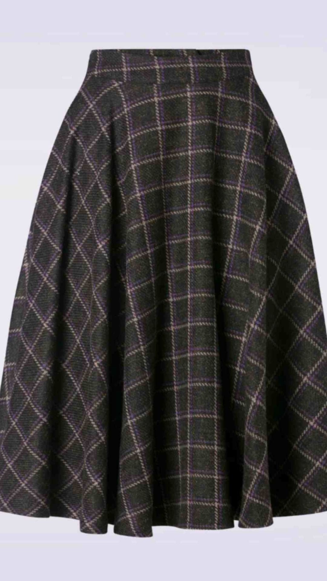 Sophie Purple Check Swing Skirt