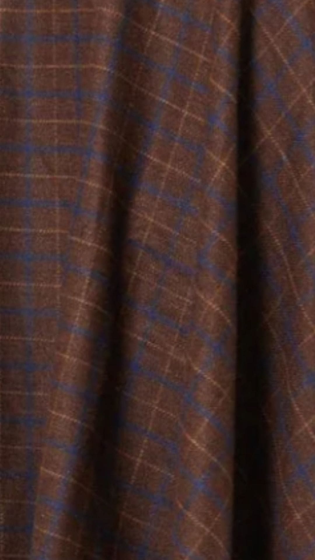 Sophie Blue &amp; Brown Woollen Check Tartan Midi Swing Skirt
