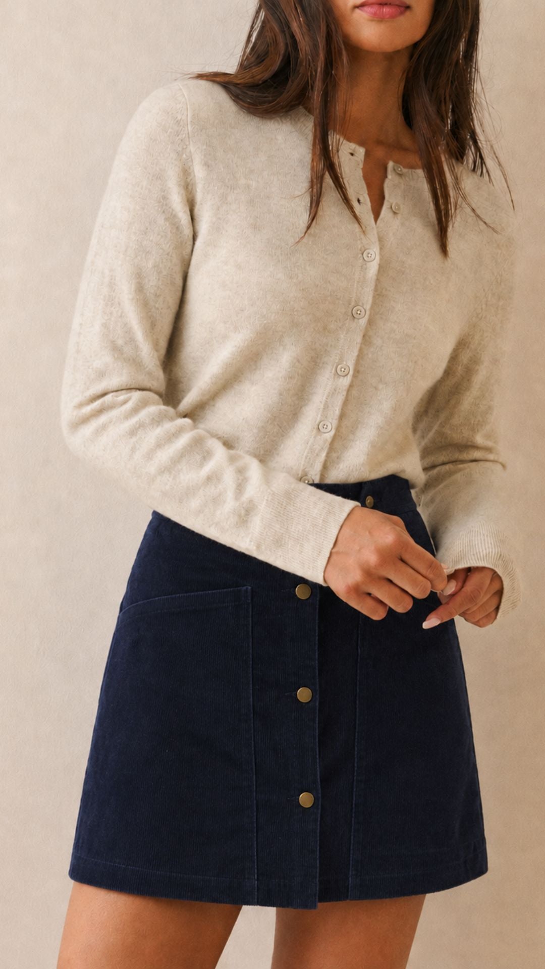 Moxy Mini Skirt in navy corduroy