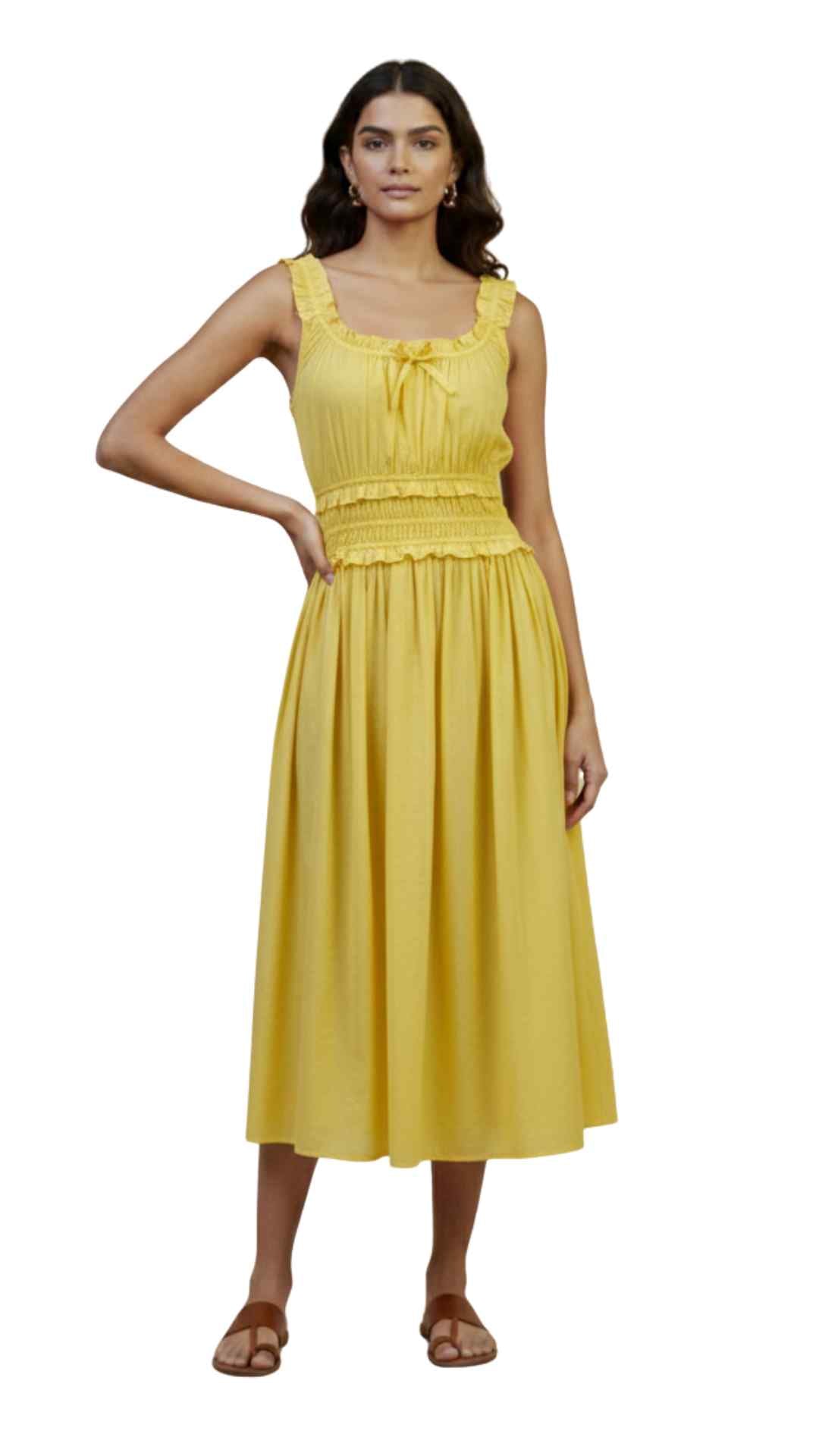 Nyx Cotton Midi Yellow Dress