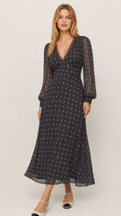 Sai Polka Dot Midi Dress Black and White Polka Dot