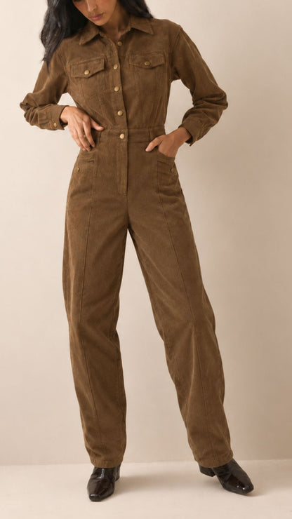 True Khaki Corduroy Jumpsuit