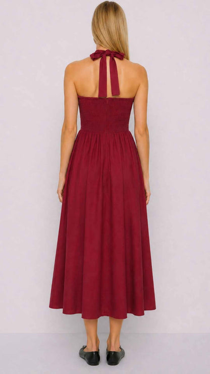 Cosima Midi Halterneck Red Dress