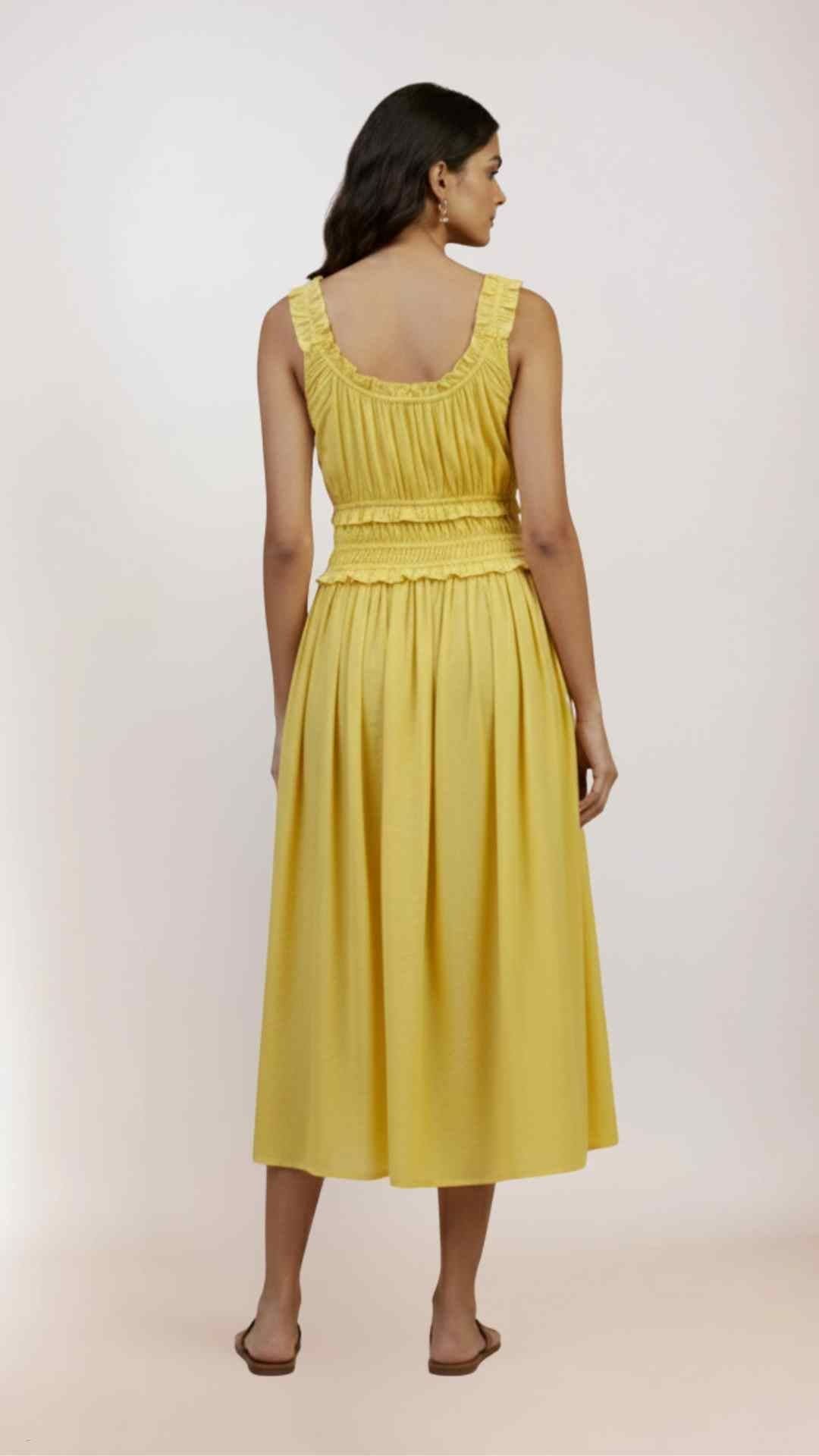 Nyx Cotton Midi Yellow Dress