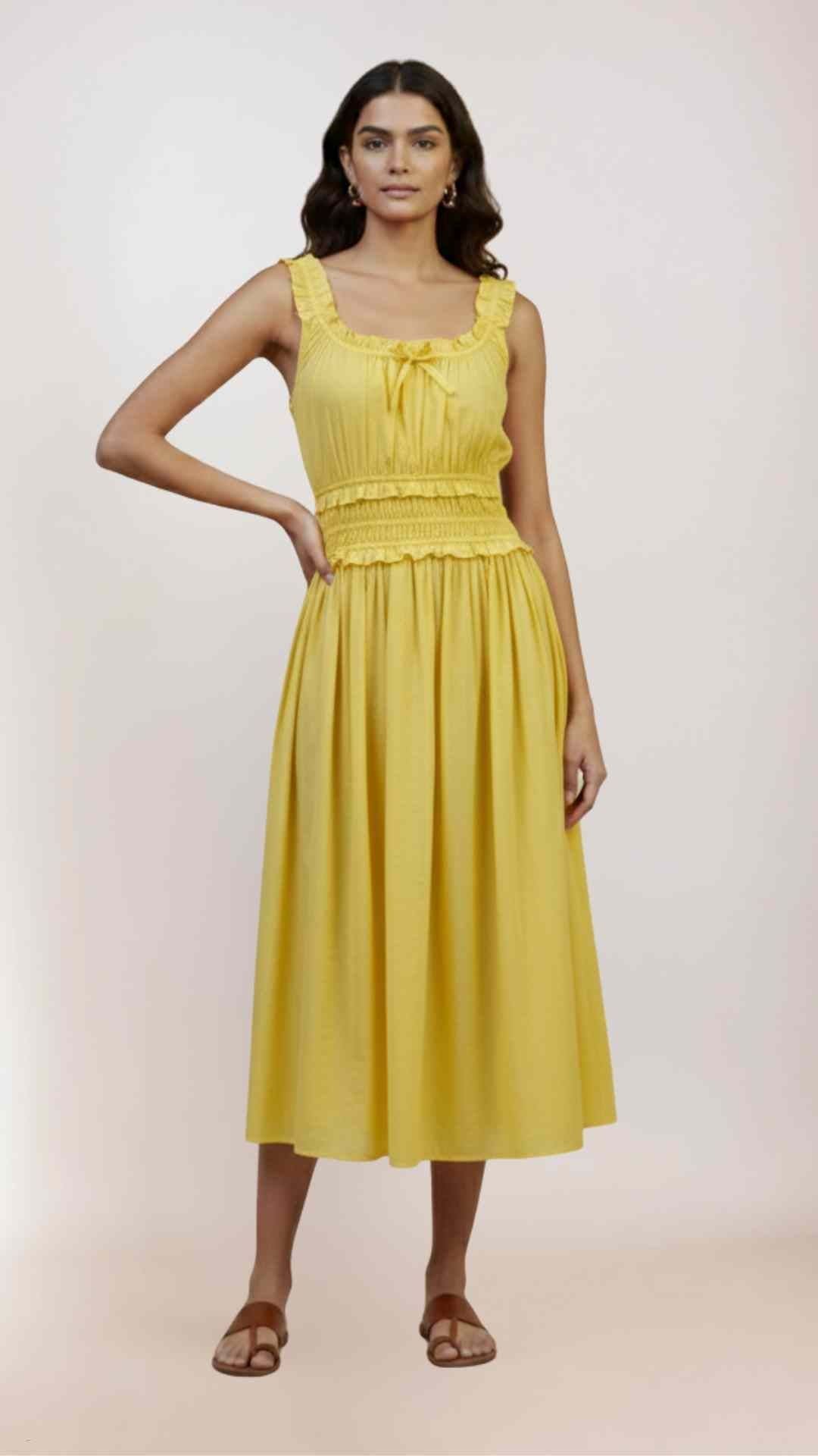Nyx Cotton Midi Yellow Dress