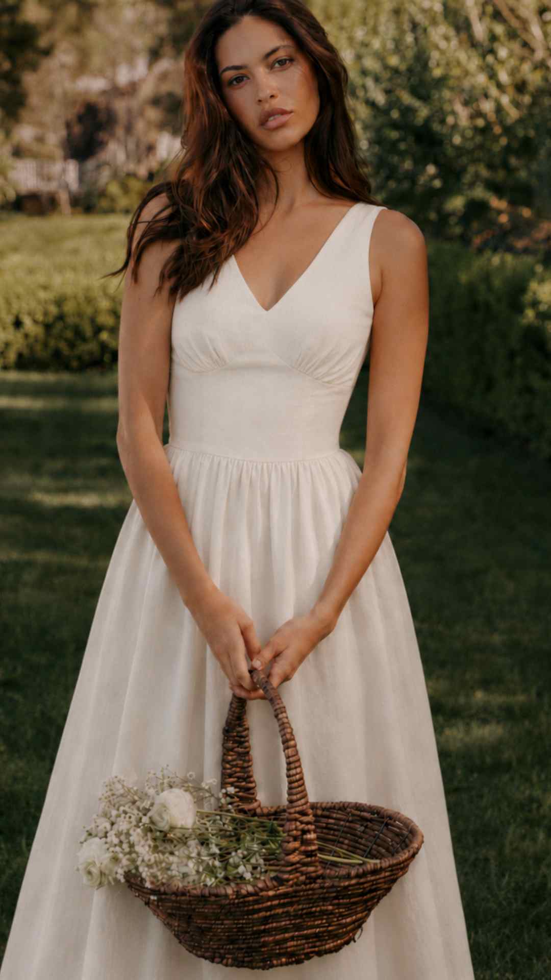 Lysandra V Neck Midi White Dress