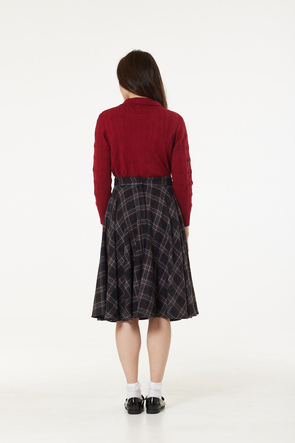 Sophie Black and Red Check Swing Skirt