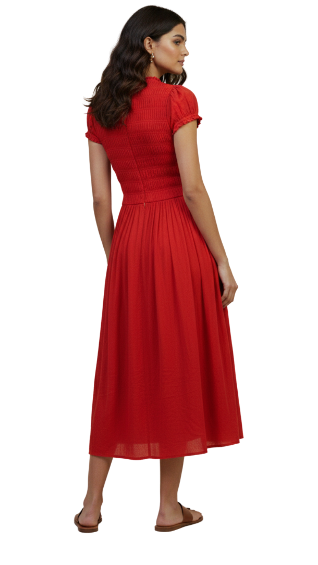 Simmi Midi Cotton Dress with Shirred Bodice