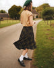 Sophie Sage Green Woollen Check Tartan Midi Swing Skirt