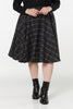 Sophie Charcoal Woollen Check Tartan Midi Swing Skirt