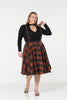 Woollen Swing Skirt Navy and Rust Check wth braces