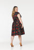 Stacey V Neck, Midi Floral Fit&Flare Dress in Cotton Sateen