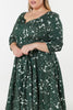 Tova Fit&Flare 3/4 Sleeves Midi Swing Dress in Cotton Sateen