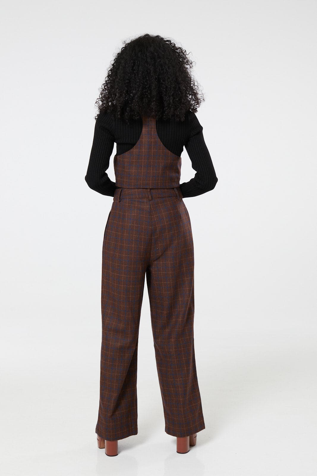 Wide Leg trousers Blue and Brown Check