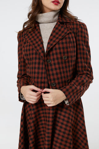 Women's Copper and Black Check Woollen Cropped Jacket
