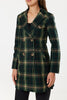 Woollen Green Check(Tartan) Knee Legnth Davia Coat