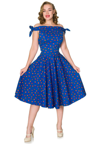 Jessica Blue Floral Print Dress - Timeless London