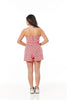 Lin Halter Neck Pink and White Print Playsuit with shirring