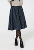 Sophie Blue Ink Woollen Check Tartan Midi Swing Skirt
