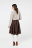 Sophie Blue & Brown Woollen Check Tartan Midi Swing Skirt