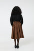 Sophie Camel Woollen Check Tartan Midi Swing Skirt